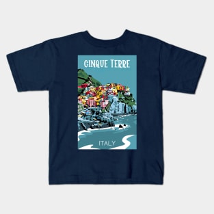 A Vintage Travel Art of Cinque Terre - Italy Kids T-Shirt